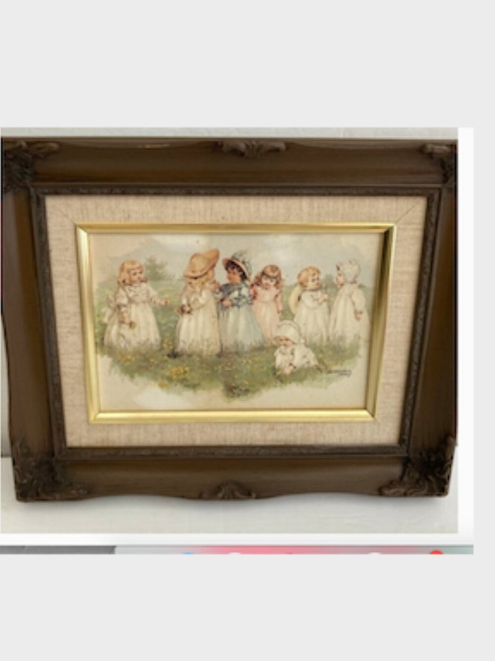 Springtime Gatherings Maud Humphrey Bogart  Wood Framed Canvas Print dated 1988